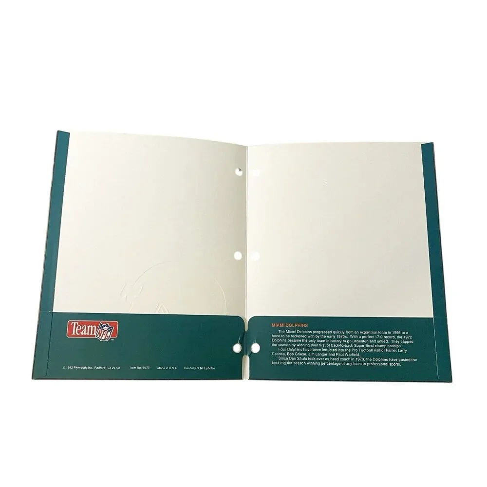 Vintage 1992 NFL Football Miami Dolphins School Folder